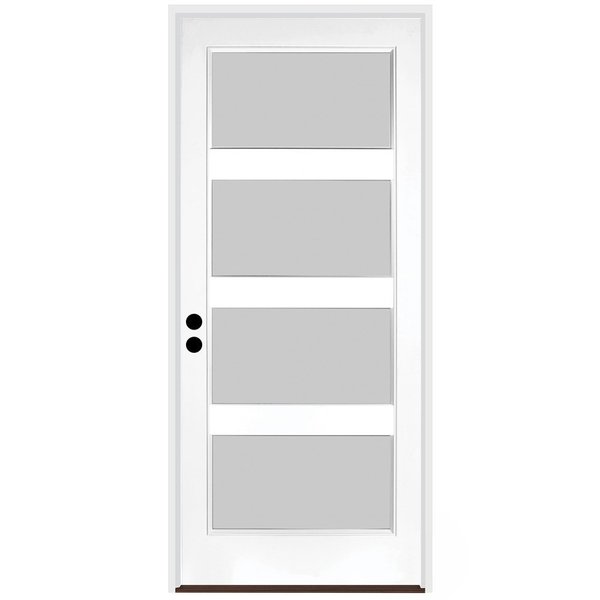 Codel Doors 32" x 80" Primed White Contemporary Flush-Glazed Exterior Fiberglass Door 2868RHISPSF20F4LS691610BB